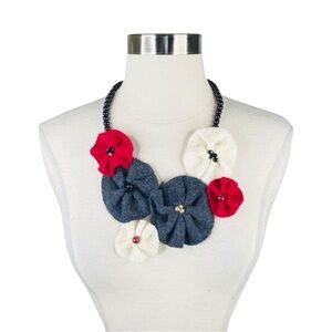 Vintage Felt Rosette Bib Necklace